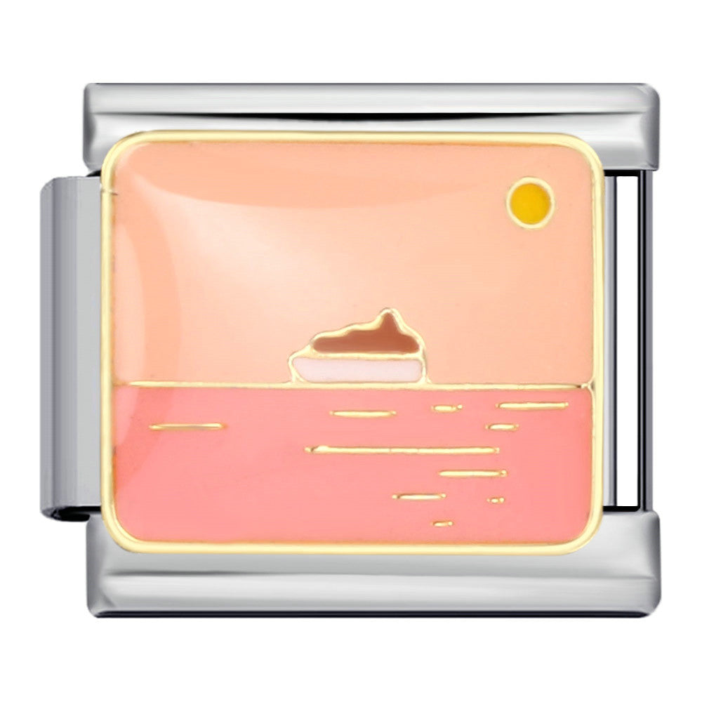 Fresh Illustration Series Italian Module Bracelet Titanium Steel Gold Plated Drip Oil DIY Welding Pattern Strap Chain