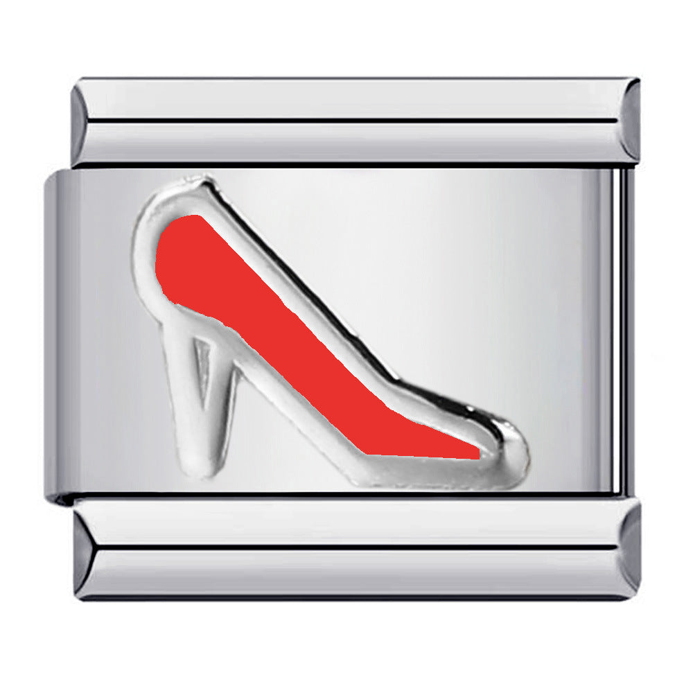 Color Stamping Series DIY Italian Module Bracelet Titanium Steel Gold Plated Drip Oil Elastic Splicing Bracelet Accessories