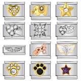 Italian Module Bracelet Gold and Silver with Diamond Pattern DIY Titanium Steel Welding Elastic Personalized Splicing Bracelet Wholesale