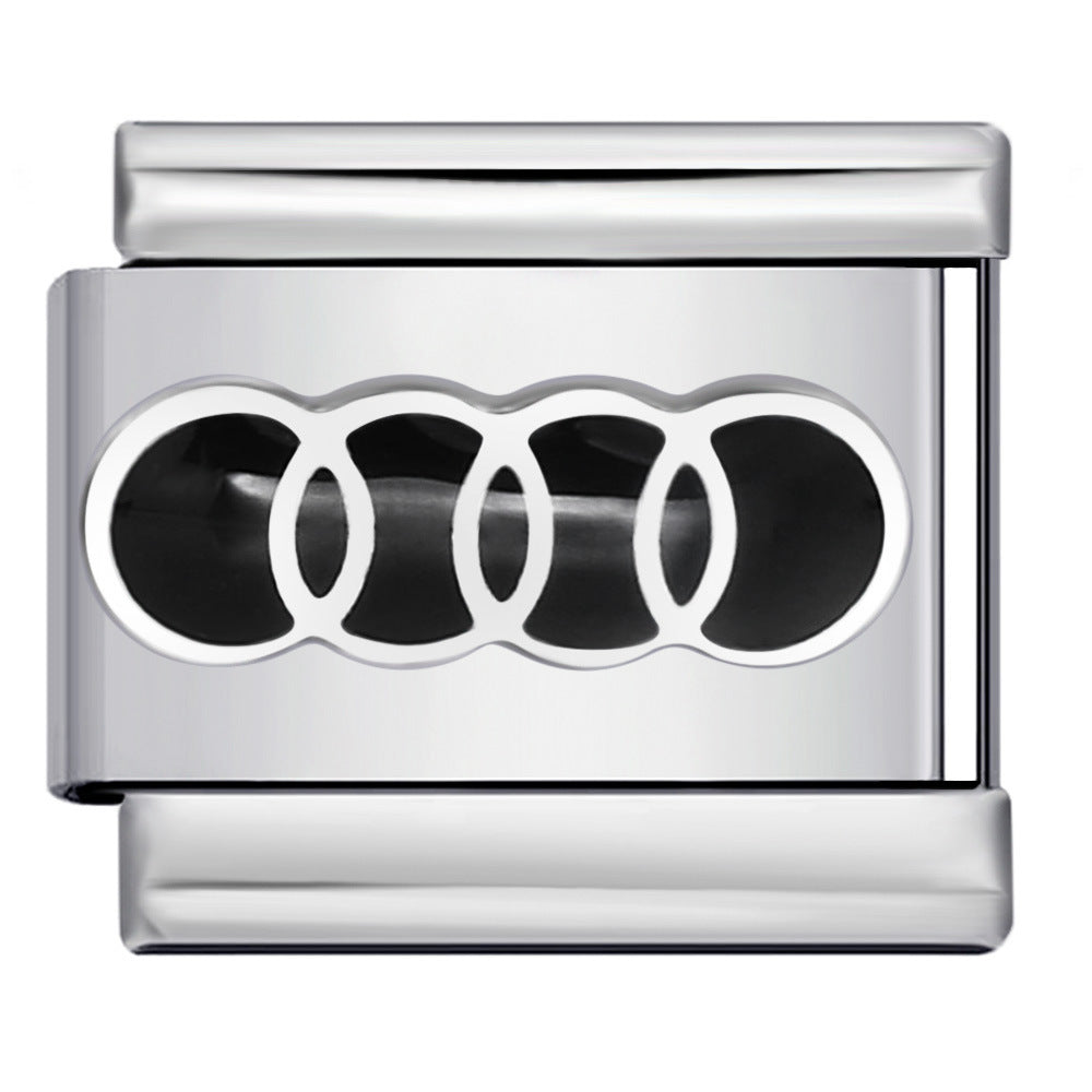 Italian Module Bracelet Automotive Logo Series Titanium Steel Welding Drip Oil DIY Elastic Splicing Table