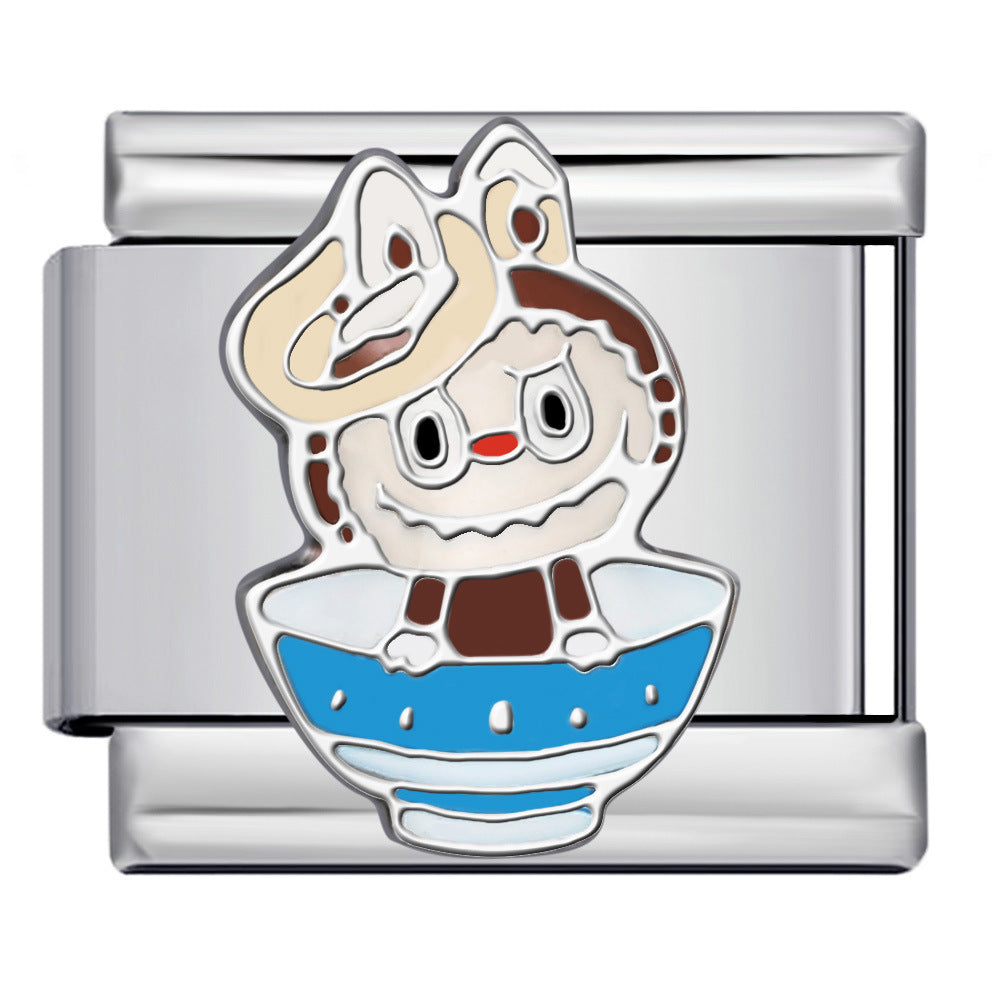 Cartoon Character Italian Module Bracelet Stainless Steel Welding Pattern DIY Elastic Splicing Versatile Bracelet