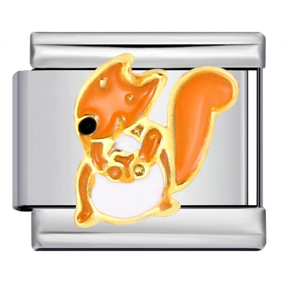 Italian Module Bracelet Stainless Steel Welding Drip Oil Animal Pattern DIY Free Splicing Combination Bracelet Accessories