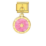 Round Pendant with Gold and Silver Base, Italian Module Bracelet, Titanium Steel Drip Oil Hook, Fashionable DIY Versatile Bracelet