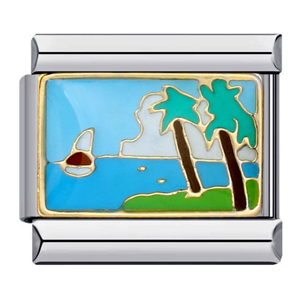 Italian Modular Bracelet Handmade Titanium Steel Welded Drip Oil Fashion DIY Jewelry