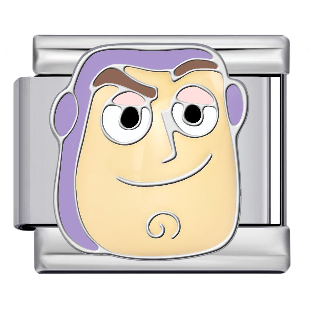 New Titanium Steel Welded Cartoon Italian Modular Bracelet Fashion DIY Stretch Bangle Splice Strap Chain