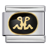 Italian Module Bracelet with Black Welding, Gold-plated Dripping Oil, Twelve Zodiac DIY Pattern, Stainless Steel Bracelet