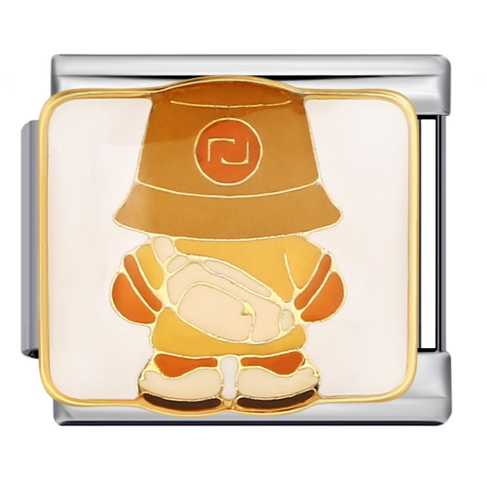 New DIY Italian Modular Bracelet Titanium Steel Gold Plated Welded Pattern Strap Chain Fashion Link Bracelet