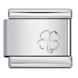 Concave Silver Titanium Steel Stamping Pattern DIY Italian Module Bracelet Italian Charm Bracelet