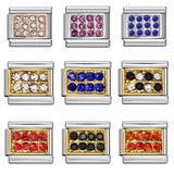 Diamond Studded Square Stainless Steel DIY Italian Module Bracelet Italian Charm Bracelet