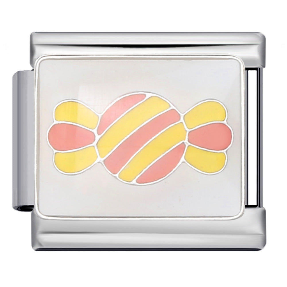 Hot Sale Personalized Titanium Steel Gold-plated Drip Oil Bracelet, DIY Italian Modular Bracelet, Little Girl's Gift.