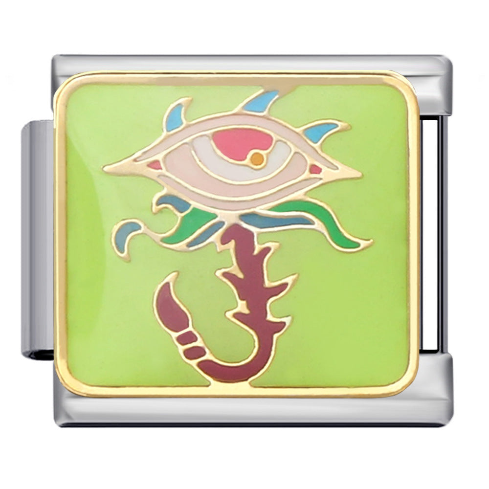 Italian Module Bracelet Devil's Eye Titanium Steel Welding Drip Oil Pattern DIY Elastic Splicing Personalized Strap Chain