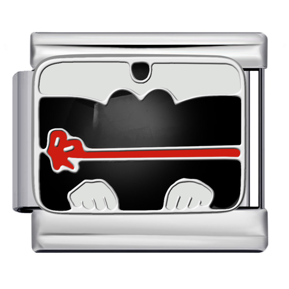 New DIY Italian Module Bracelet Titanium Steel Drip Oil Welding Pattern Strap Chain Fashion Splicing Strap Chain