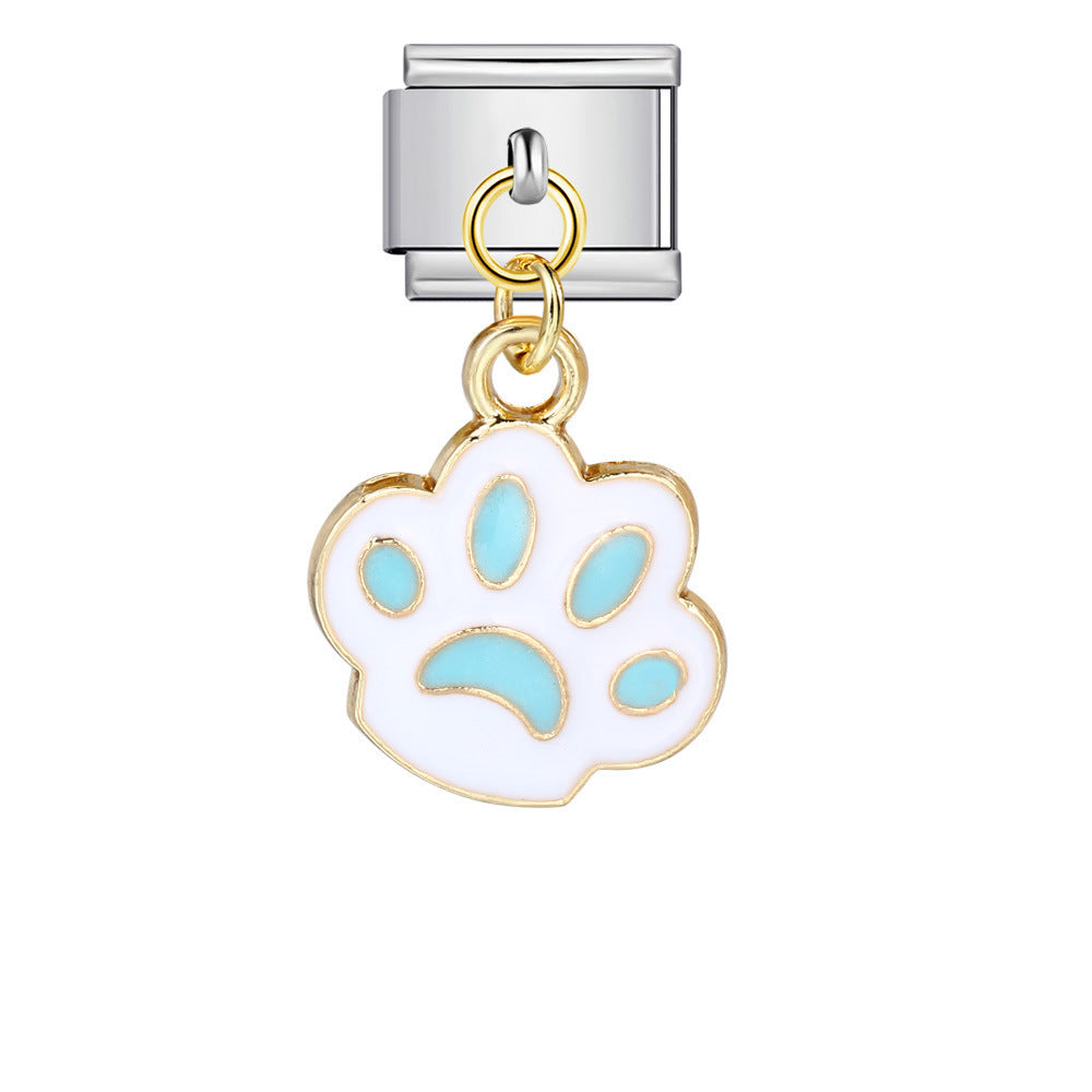 New Hook-style Colorful Drip Oil Claw Series Titanium Steel Italian Module Bracelet, DIY Elastic Splice Bracelet