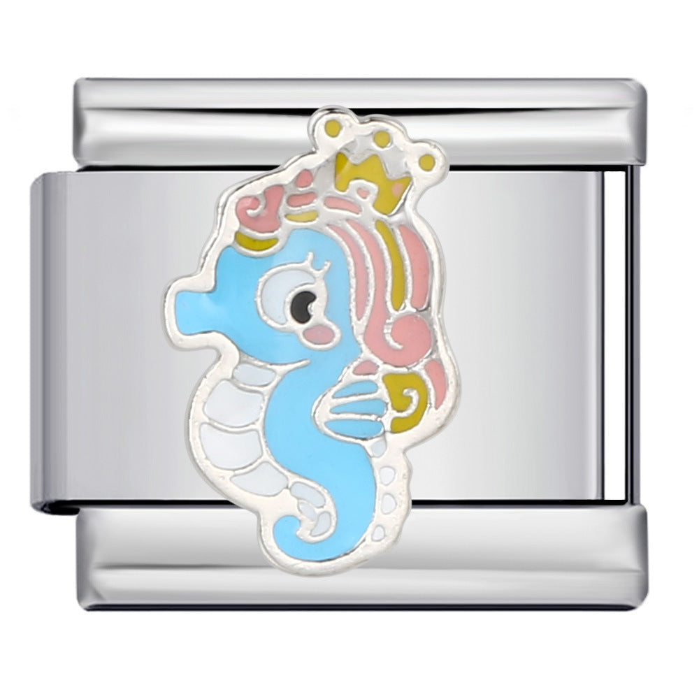 New Haima Dolphin Italian Module Bracelet Stainless Steel Welding DIY Elastic Strap Chain Wholesale