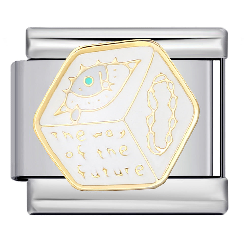 Italian Module Bracelet Devil's Eye Titanium Steel Welding Drip Oil Pattern DIY Elastic Splicing Personalized Strap Chain