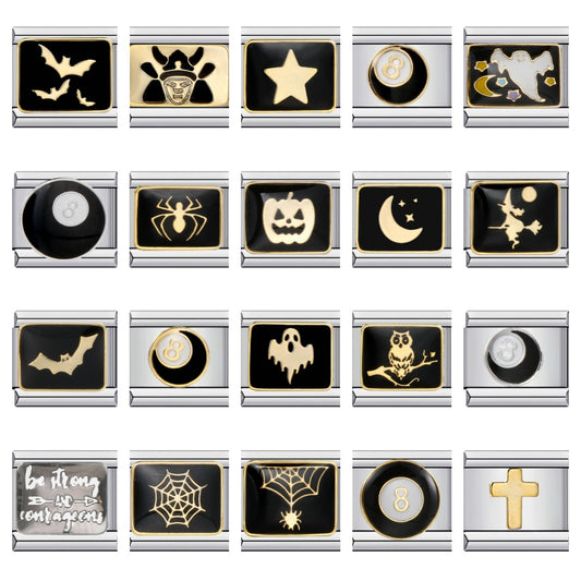 European and American Popular Halloween Module Bracelet with Titanium Steel Welding and Oil Dripping Dark Pattern Italian Modular