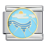 New River, Mountain, Seaside Scenery Italian Module Bracelet with Gold Plating and Oil Dripping DIY Welding Stainless Steel Bracelet