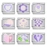 Italian Module Bracelet Purple Dreamy Element Stainless Steel Gold-plated Drip Welding DIY Elastic Splicing Bracelet