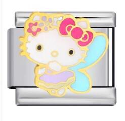 Cute Cartoon Cat Titanium Steel Welded Drip Bracelet DIY Italian Modular Charm Friendship Gift for Besties