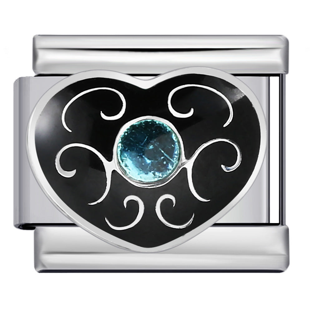 Black Gold Plated Cartoon DIY Italian Modular Bracelet Unique Welded Pattern Stainless Steel Bangle