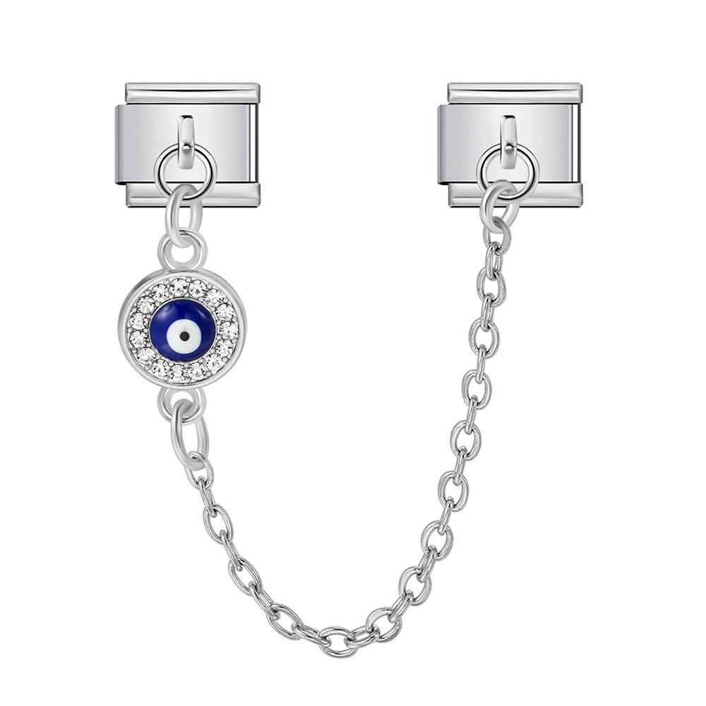 New Gold and Silver Devil's Eye Hook Chain Bracelet Stainless Steel DIY Elastic Italian Module Bracelet