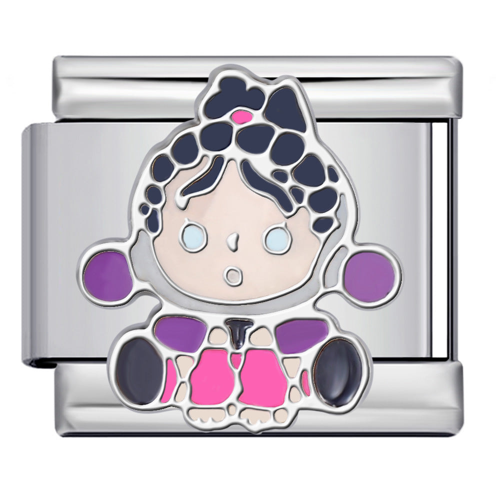 Cartoon Character Italian Module Bracelet Stainless Steel Welding Pattern DIY Elastic Splicing Versatile Bracelet