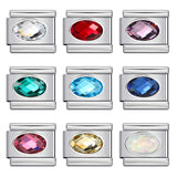 Elliptical Colored Stone Italian Module Bracelet Birthday Stone Stainless Steel DIY Simple and Versatile Bracelet Accessories