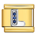 Italian Module Bracelet Gold Background Blue Diamond Letters DIY Stainless Steel Elastic Assembly Welded Strap Bracelet