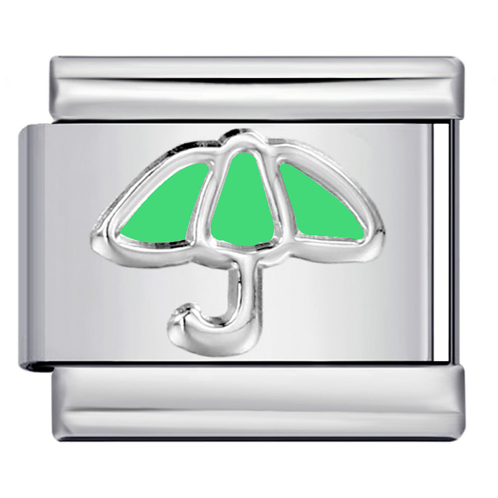 New Color Dripping Oil Umbrella Pattern DIY Italian Module Bracelet Stainless Steel Stamped Splicing Strap Chain