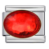 New Diamond Inlaid Stainless Steel Italian Module Bracelet Welding Large Elliptical Colored Stone DIY Elastic Bracelet Accessories