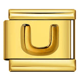 Golden Convex Letter Series Italian Module Bracelet Titanium Steel Stamping DIY Elastic Splicing Bracelet Accessories