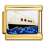 Gold Bottom Italian Module Bracelet Welding Dripping Oil Titanium Steel Bracelet Fashion DIY Italian Bracelet