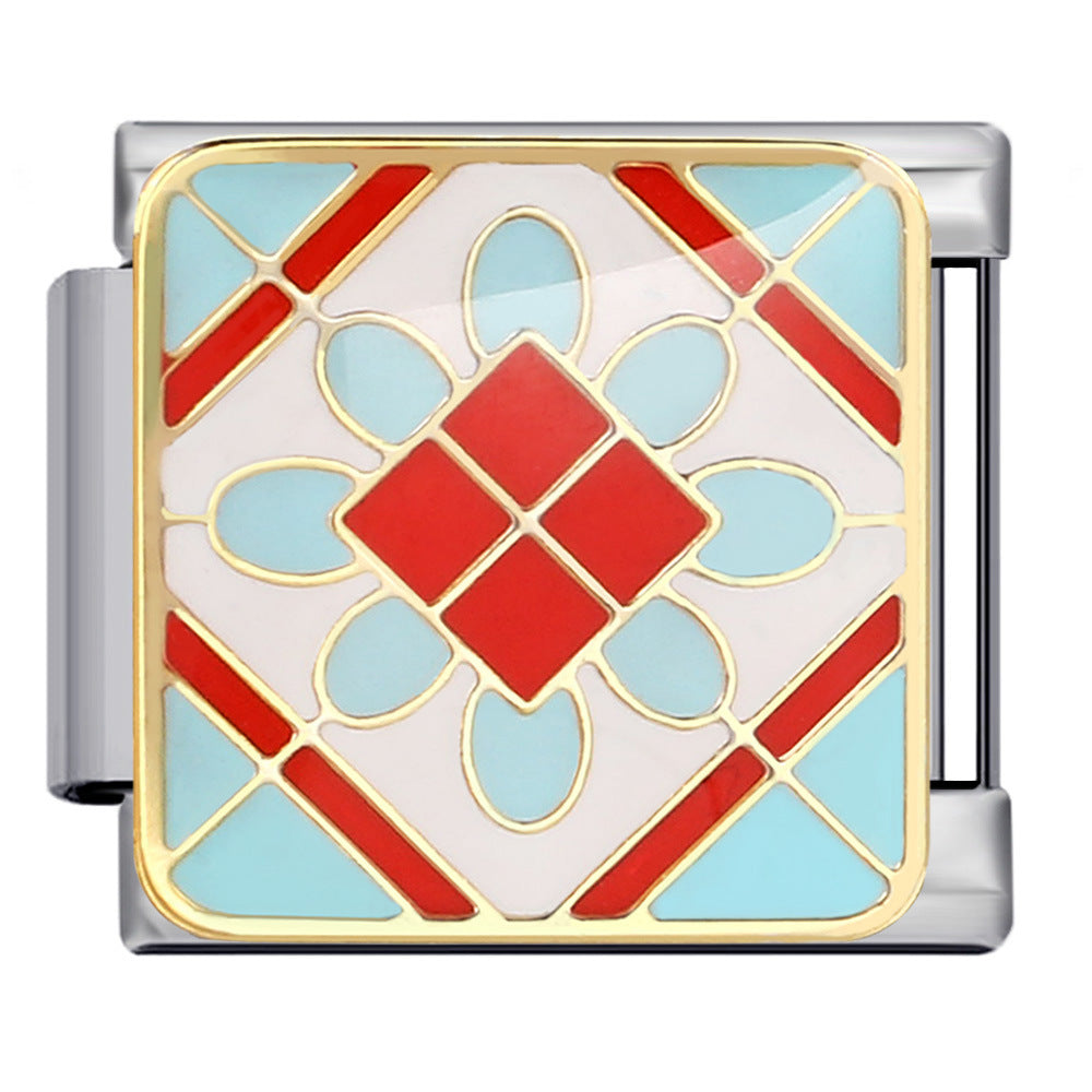 New Arab Culture Italian Module Bracelet Stainless Steel Welding Drip Oil DIY Elastic Bracelet