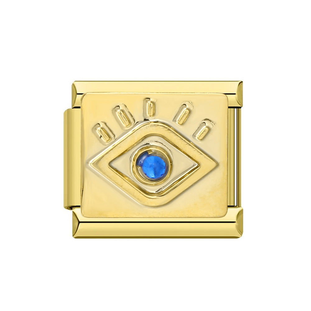 Cross Border New Devil's Eye Italian Module Bracelet Titanium Steel Welding Drip Oil Cartoon DIY Elastic Bracelet