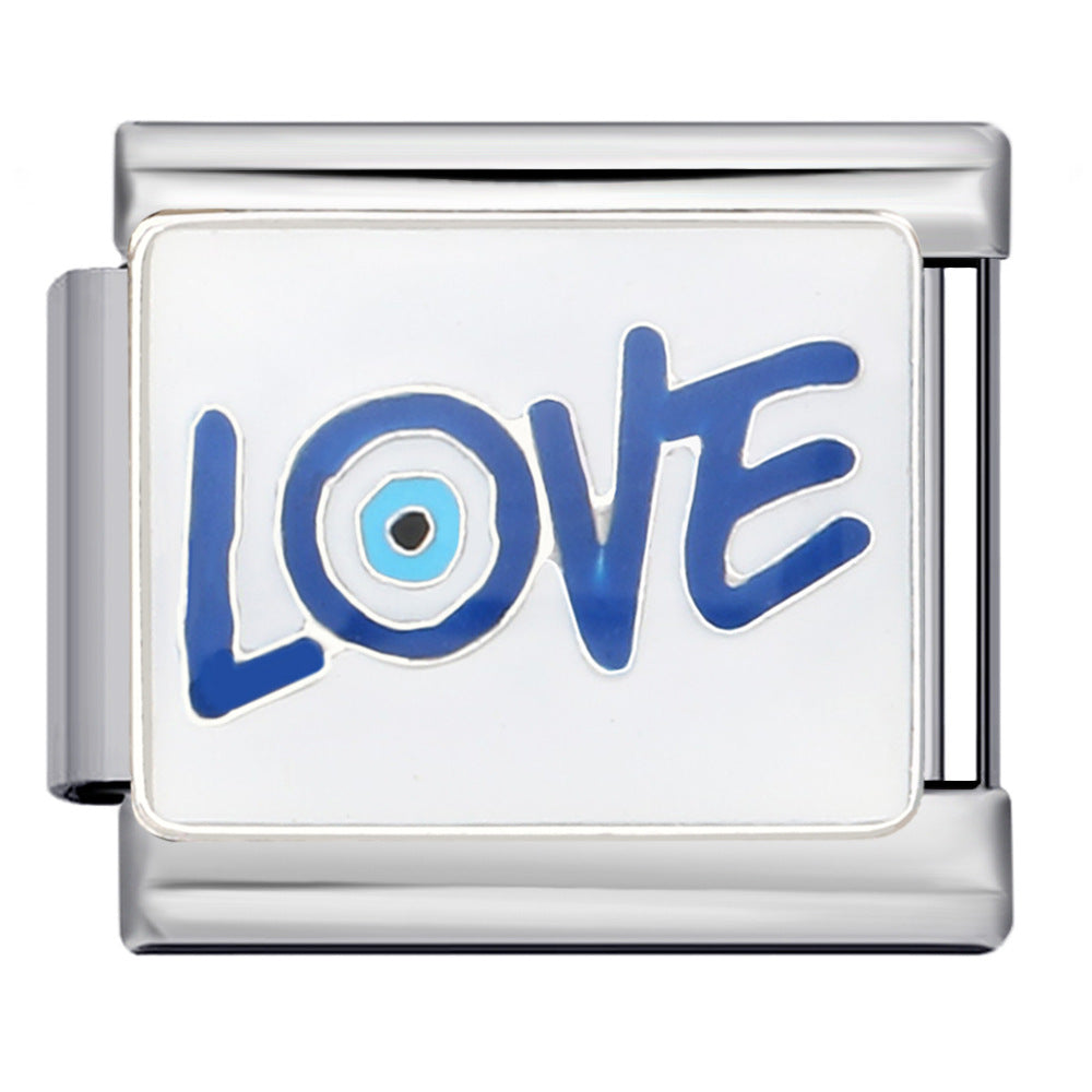 Italian Module Bracelet Devil's Eye Titanium Steel Welding Drip Oil Pattern DIY Elastic Splicing Personalized Strap Chain