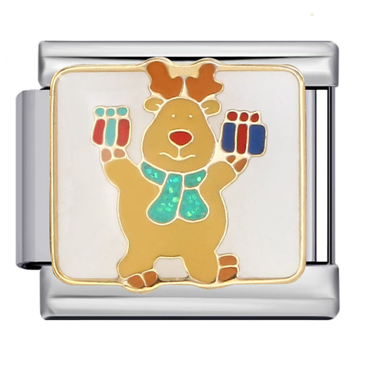 Christmas Series DIY Elastic Bracelet Stainless Steel Welding Drip Oil Italian Module Bracelet New Year's Gift