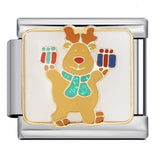 Christmas Series DIY Elastic Bracelet Stainless Steel Welding Drip Oil Italian Module Bracelet New Year's Gift