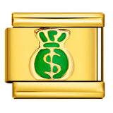 Italian Module Bracelet DIY Titanium Steel All Gold Welding Drip Oil Pattern Elastic Splicing Bracelet Accessory