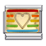 Cross Border Hot Selling Rainbow Love Italian Module Bracelet, Stainless Steel Elastic DIY Bracelet Accessories Wholesale