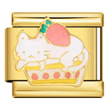 Gold Bottom Italian Module Bracelet Welding Dripping Oil Titanium Steel Bracelet Fashion DIY Italian Bracelet