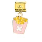 Gourmet Series Burger Fry Pendant Italian Module Bracelet Welding Drip Oil DIY Titanium Steel Strap Chain