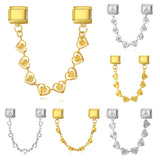 New Stainless Steel Heart-shaped Pendant Italian Module Bracelet with Double Hooks DIY Elastic Splicing Strap Chain