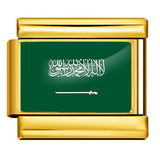 Gold Base World Flag Photo Resin Italian Charm Bracelet DIY Stainless Steel Stretch Watch Band Wristband