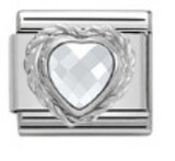 New Love Micro Inlaid Gemstone Italian Module Bracelet Stainless Steel Stamped Crystal Elastic Wristband Accessory