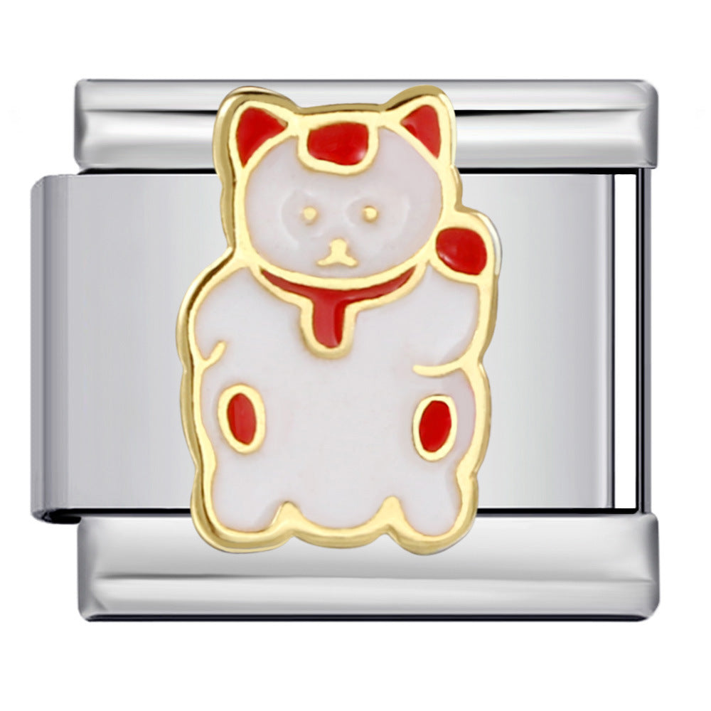 Italian Module Bracelet Stainless Steel Welding Drip Oil Animal Pattern DIY Free Splicing Combination Bracelet Accessories