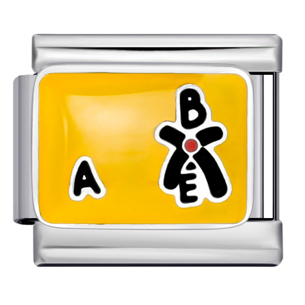 Personalized Pattern Italian Module Bracelet Stainless Steel Welding Drip Oil Cartoon DIY Elastic Splicing Bracelet