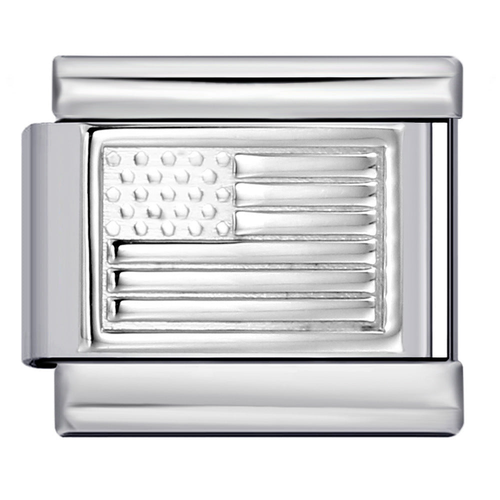 Convex Silver Stamping Pattern Italian Module Bracelet DIY Titanium Steel Bracelet Italian Charms