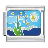 New River, Mountain, Seaside Scenery Italian Module Bracelet with Gold Plating and Oil Dripping DIY Welding Stainless Steel Bracelet