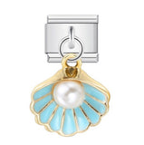 Charm Pendant Italian Module Bracelet Single Shell Pearl Titanium Steel Strap Chain Italian Charms