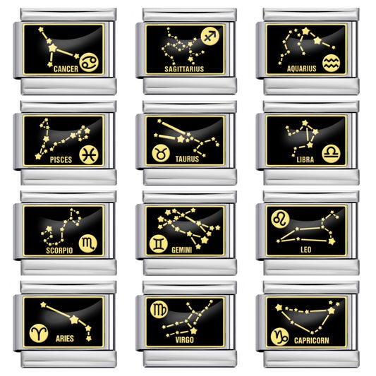 New Image Printing 12 Constellation Italian Module Bracelet Titanium Steel Welding DIY Elastic Personalized Bracelet